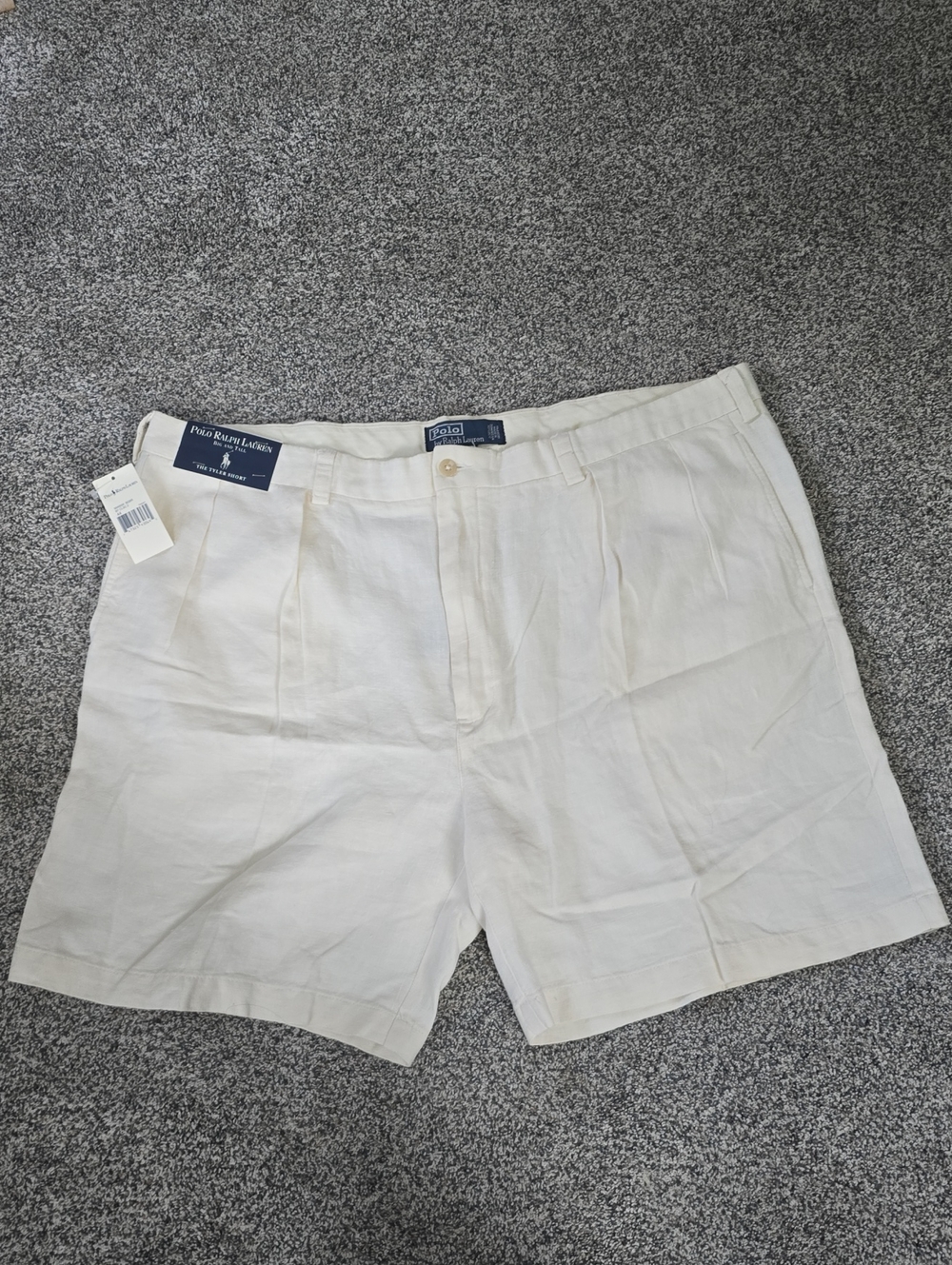 Polo Ralph Lauren Tyler Pleated Linen Shorts Big & Tall Men’s Size 44 Beige